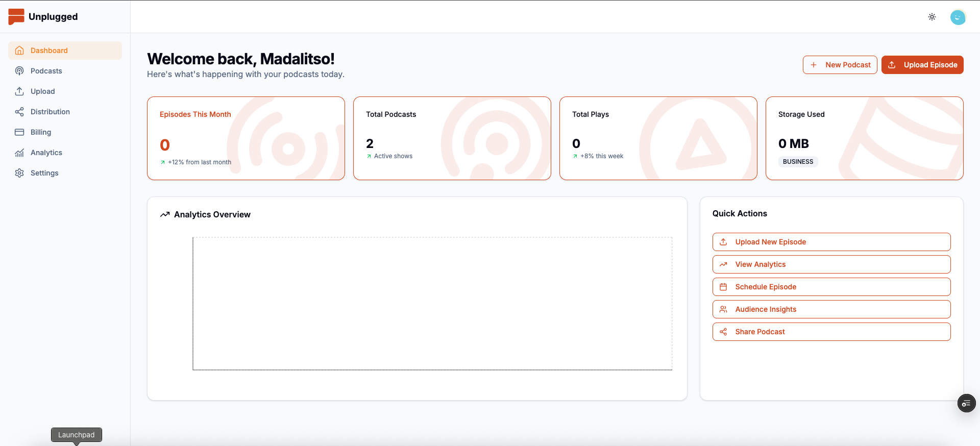 Podcast Recording Dashboard